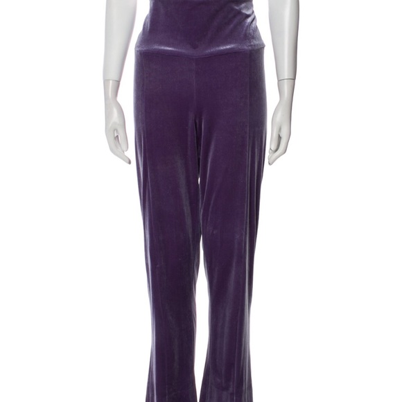 Norma Kamali Metallic Purple Wide Leg & Side Hem Slits Pants - Picture 1 of 17